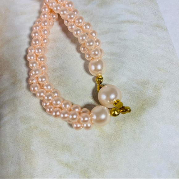Vintage multi strand peach and gold twist necklace - Picture 3 of 5